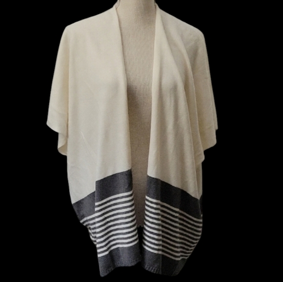 Ann Taylor Factory Chic Cream and Gray Striped Sweater - Picture 1 of 4